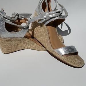 Badgley Misckha silver ankle tie espadrilles 8.5